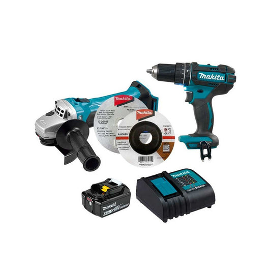 COMBO MINI ESMERILADORA INALAMBRICA 11,000RPM MÁS ROTOMARTILLO/ATORNILLADOR 18V MAKITA DLX2401ST