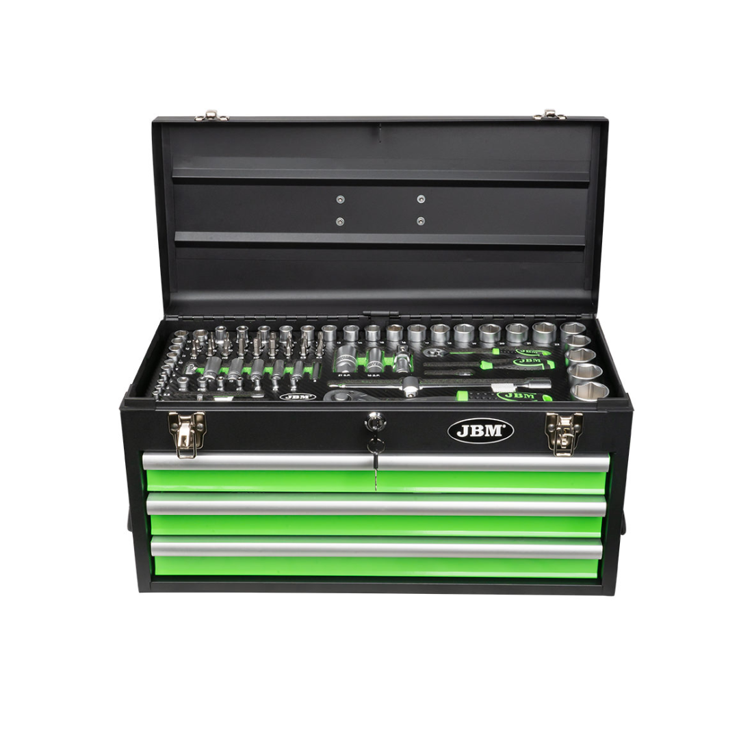 CAJA DE HERRAMIENTAS METALICA C/3 PANELES FRONTALES 143 PIEZAS