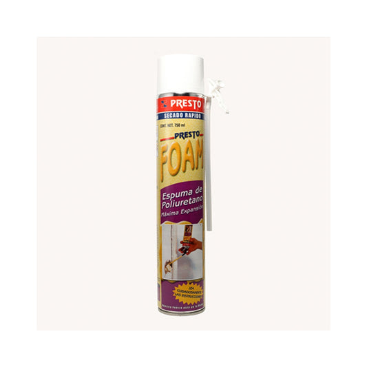 Espuma de Poliuretano Presto Foam 750ml | Sellador Relleno Aislante