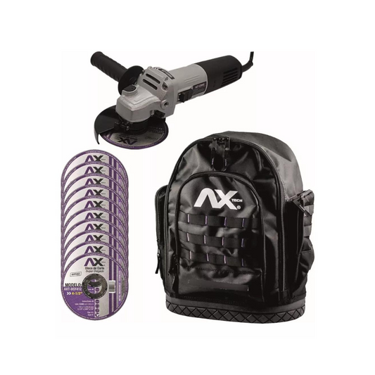 COMBO AXTECH ES850 CON ESMERILADORA PROFESIONAL + DISCOS Y MOCHILA DE USO RUDO