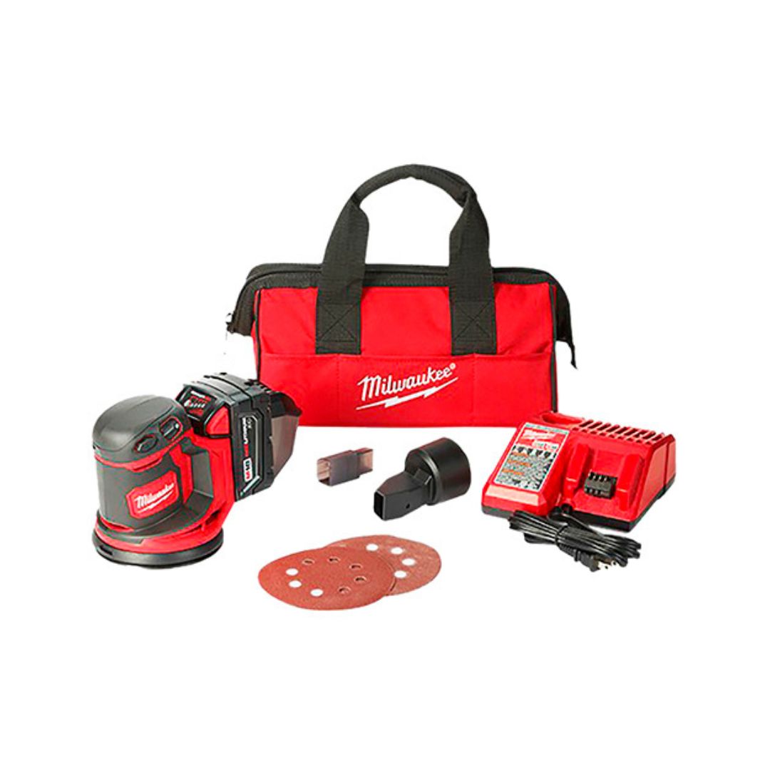 LIJADORA ORBITAL ALEATORIA M18™ MILWAUKEE 2648-21 DE 5" MÁS KIT