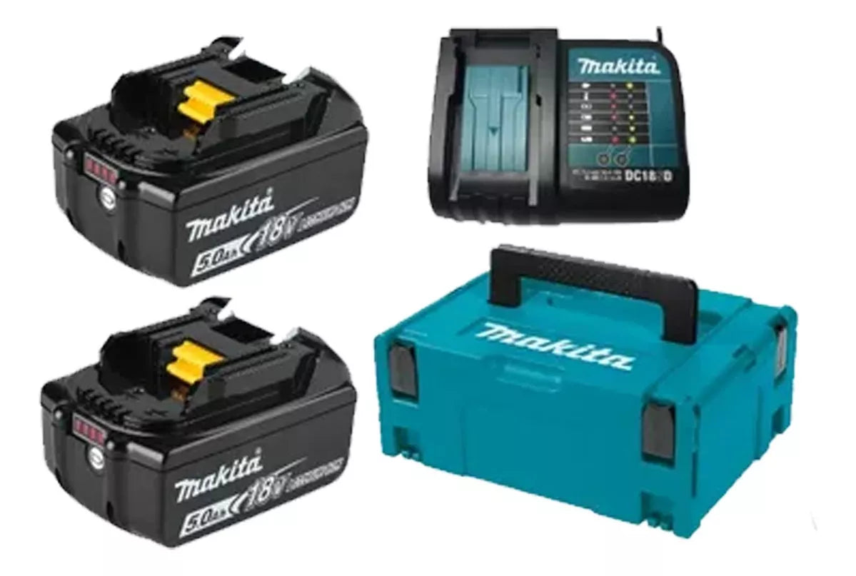 MINIESMERILADORA INALAMBRICA 4 1/2 MAKITA 18V C/2 BAT. BL1850 5AMP Y CARGADOR