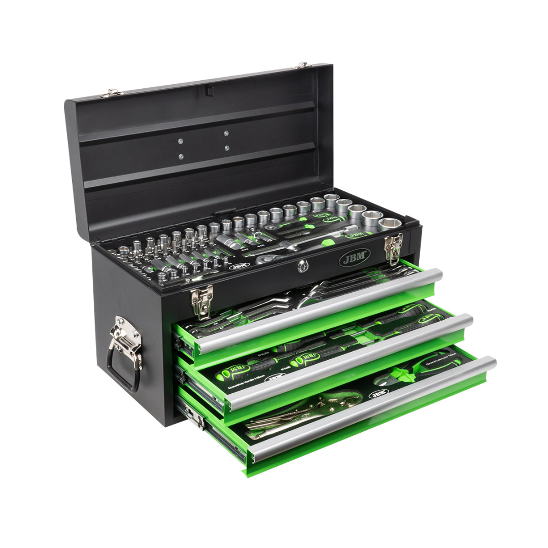 CAJA DE HERRAMIENTAS METALICA C/3 PANELES FRONTALES 143 PIEZAS