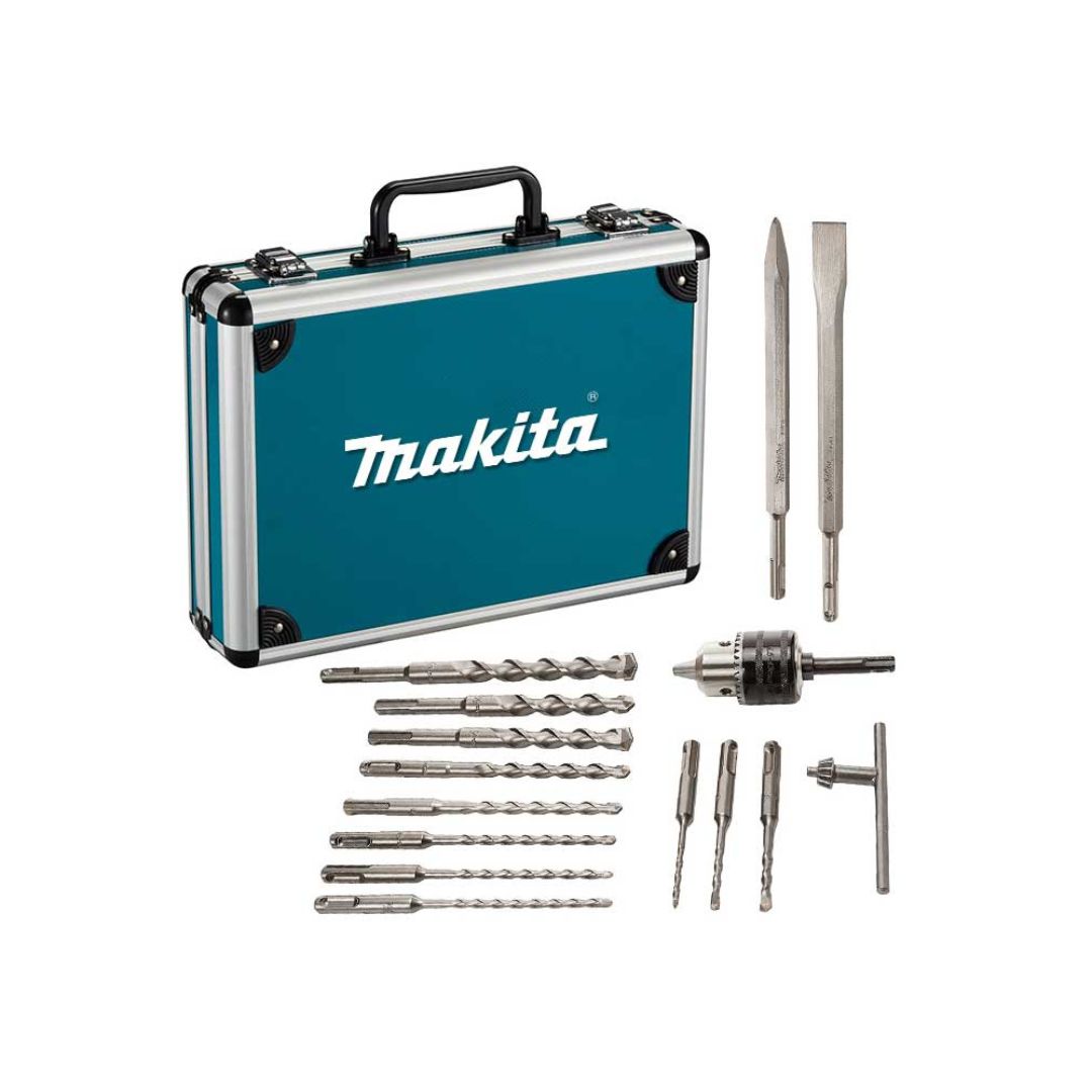 ROTOMARTILLO INALAMBRICO SDS PLUS MAKITA DHR242STX2 SIN CARBONES CON 1 BATERÍA DE 5 AMP + KIT DE 14 BROCAS Y CINCEL SDS