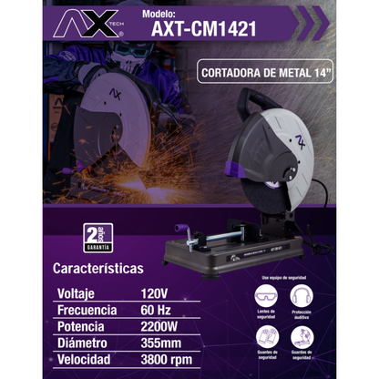 CORTADORA DE METALES 14" AX TECH CM1421 2200 WTTS