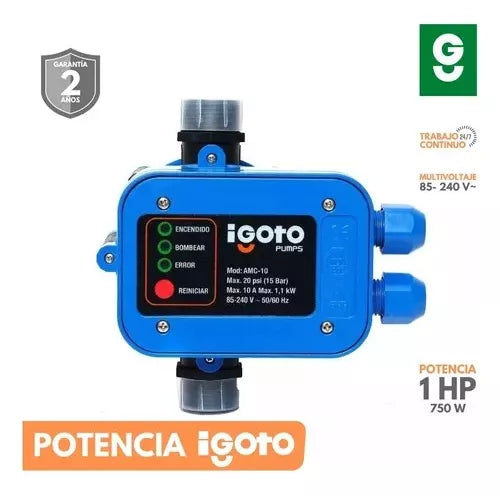 PRESURIZADOR AUTOMÁTICO PARA BOMBA DE AGUA IGOTO AMC10 DE 1HP