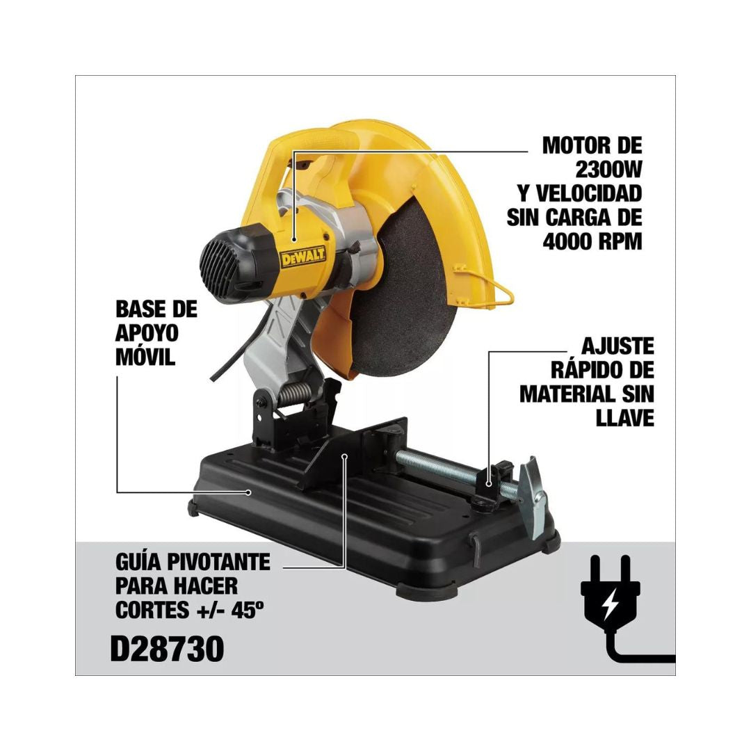 Cortadora de metales Dewalt D28730 de 14" con 2,300W y mango horizontal