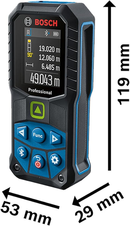 MEDIDOR LASER BOSCH GLM 50-27 C LASER ROJO CON ALCANCE DE 50 MTS, BLUETOOTH PARA TRANSFERIR DATOS