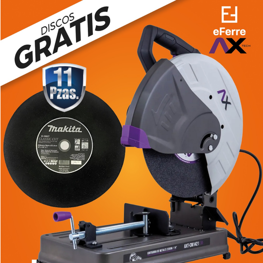 CORTADORA DE METALES 14" AX TECH CM1421 2200 WTTS + 11 DISCOS DE REGALO