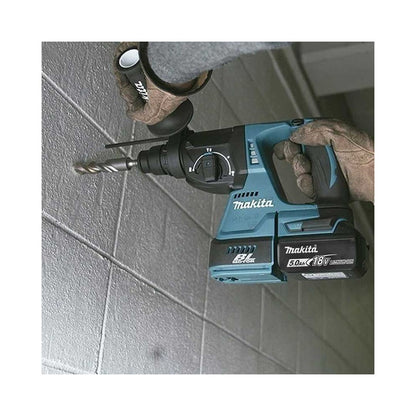 ROTOMARTILLO INALAMBRICO SDS PLUS MAKITA DHR242STX2 SIN CARBONES CON 1 BATERÍA DE 5 AMP + KIT DE 14 BROCAS Y CINCEL SDS