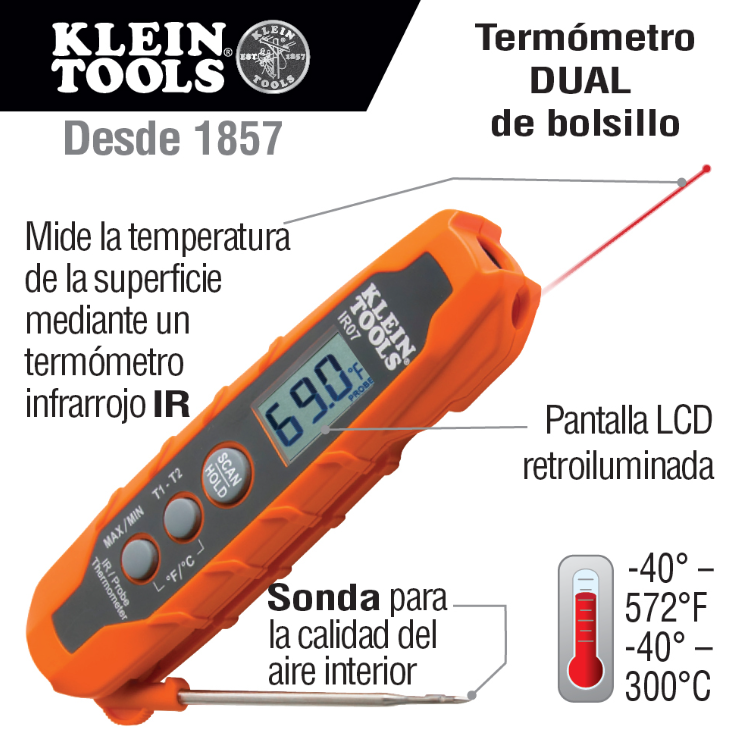 COMBO DE PRUEBA Y MEDICION MULTIMETRO CL220+DETECTOR DE VOLTAJE NCVT3P+DETECTOR ET40+DETECTOR DE POLARIDAD RT210