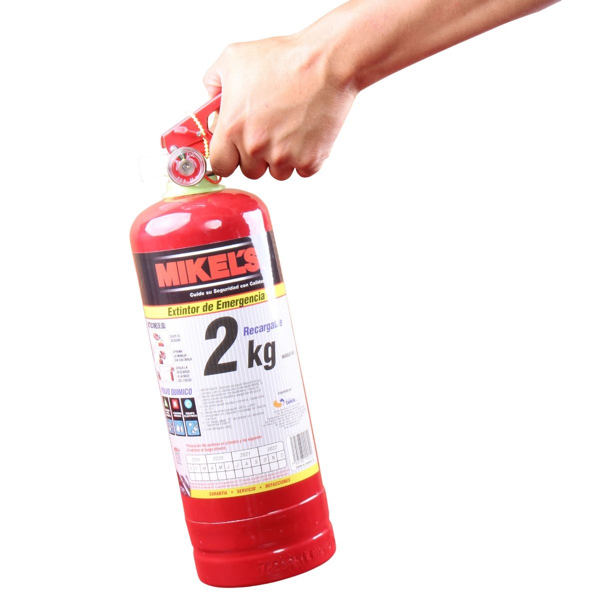 EXTINGUIDOR MIKEL´S EE-2 DE 2KG, RECARGABLE TIPO ABC CON CINCHOS