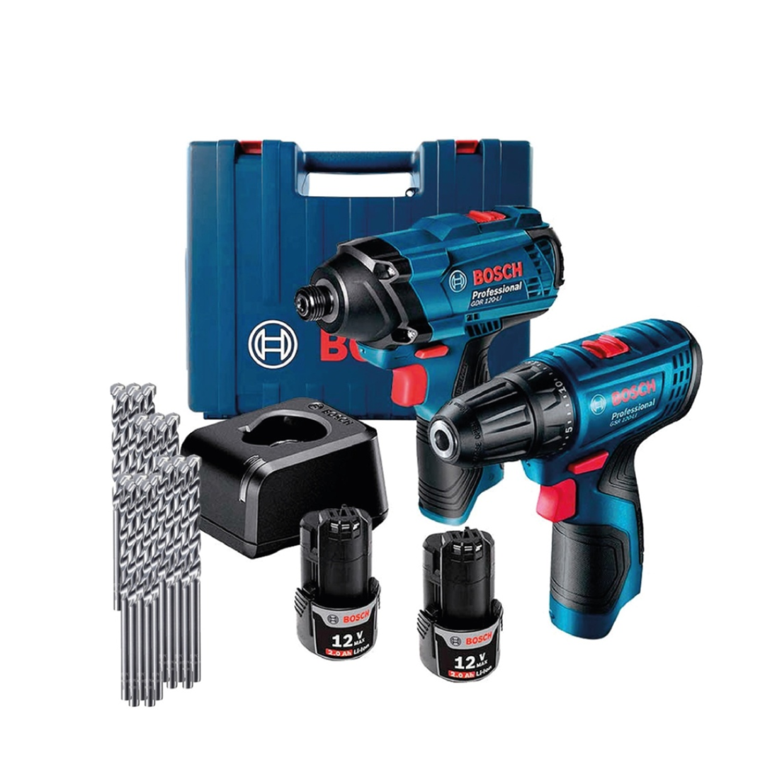 COMBO LLAVE DE IMPACTO 12V + ROTOMARTILLO CON 2 BATERIAS Y MALETIN + BROCAS DE REGALO