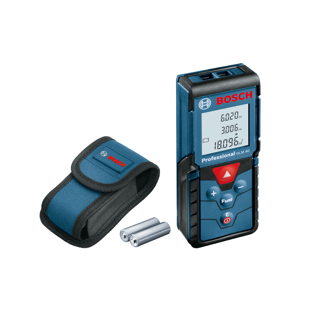 MEDIDOR LASER GLM 40 BOSCH 0601072900 CON ALCANCE DE 40M Y ESTUCHE