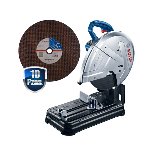 COMBO CORTADORA DE METALES 14" BOSCH GCO220 2,200W + 10 DISCOS CORTE 14"