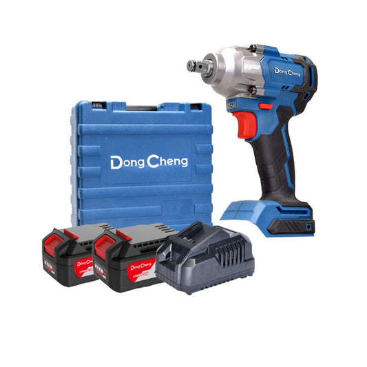LLAVE DE IMPACTO INALAMBRICA DE 1/2" DONGCHENG DCPB488EM DE 20V CON 2 BATERIAS, CARGADOR Y ESTUCHE