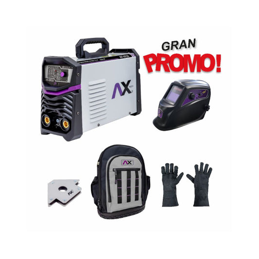 COMBO SOLDADORA/INVERSOR 250A AXTECH 257LCD-C3 MAS MOCHILA PARA HERRAMIENTA, CARETA, GUANTES Y ESQUINA MAGNETICA