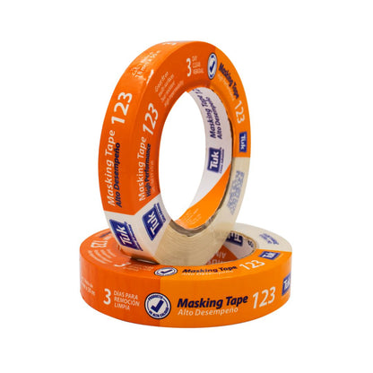 CINTA MASKING TAPE 123 TUK 102300 USO AUTOMOTRIZ DE 3/4" X 50M, LINEA SUPER ECONOMICA