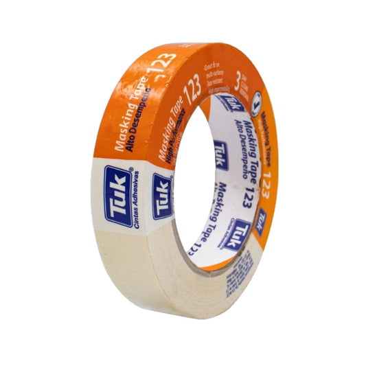 CINTA MASKING TAPE 123 TUK 102301 PARA USO AUTOMOTRIZ DE 1" X 50M, LINEA SUPER ECONOMICA