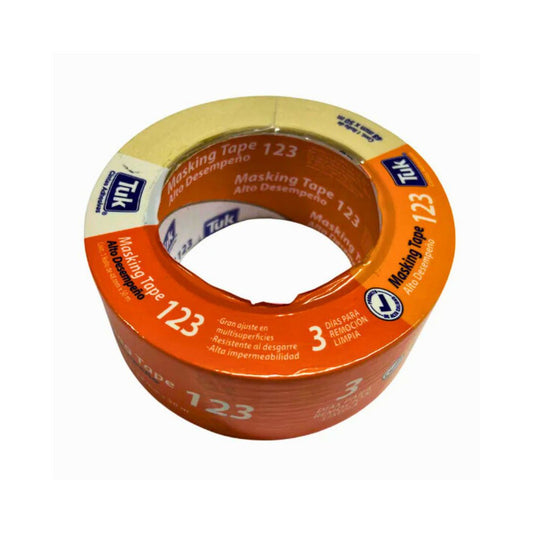 CINTA MASKING TAPE 123 TUK 102303 PARA USO AUTOMOTRIZ DE 2" X 50M, LINEA SUPER ECONOMICA