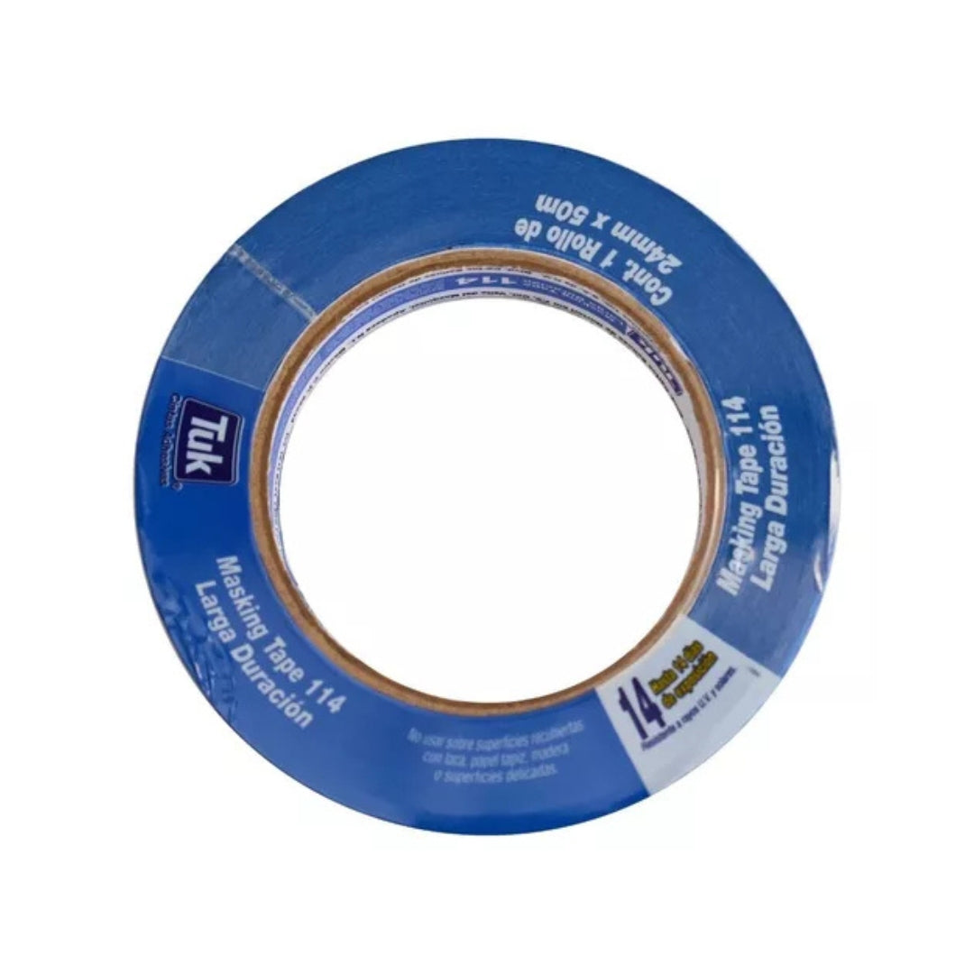 CINTA MASKING TAPE 114 TUK 114-1X50 ESPECIAL PARA PINTORES Y ARQUITECTOS DE 1" X 50 M