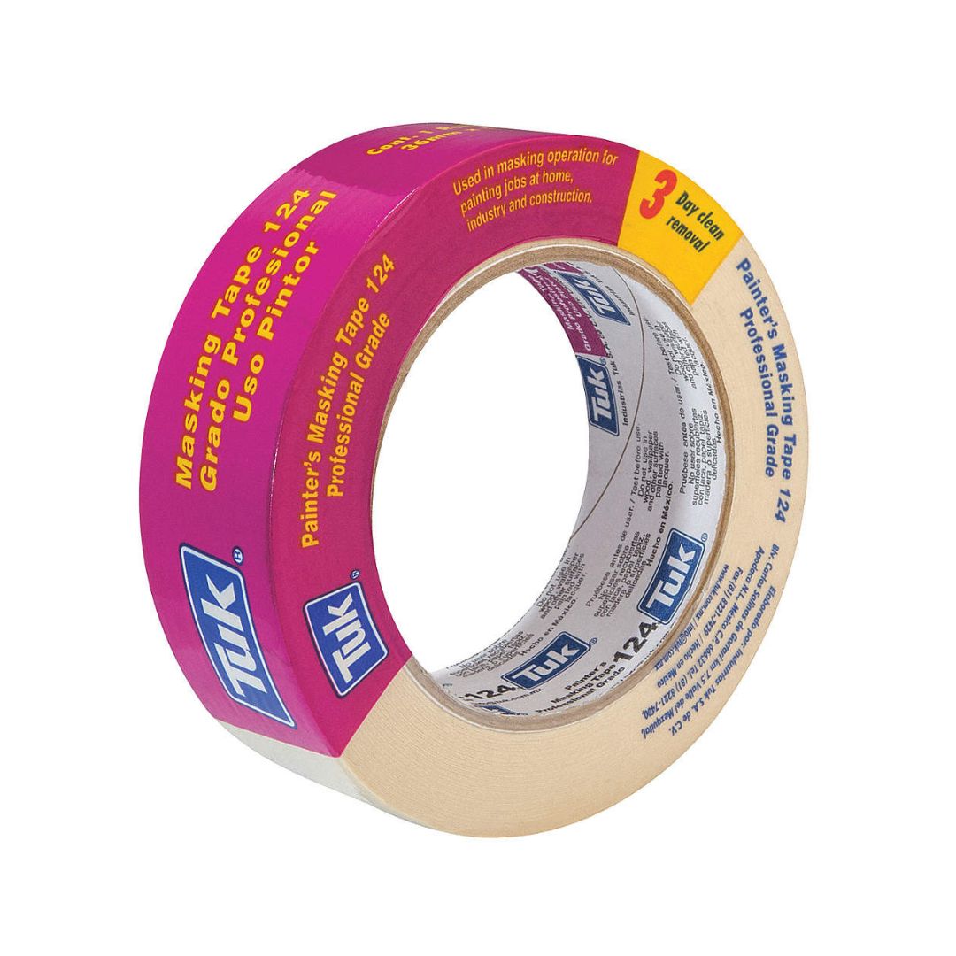 CINTA MASKING TAPE 124 TUK 124-11/2X50 PARA USO AUTOMOTRIZ DE 1 1/2" X 50 M