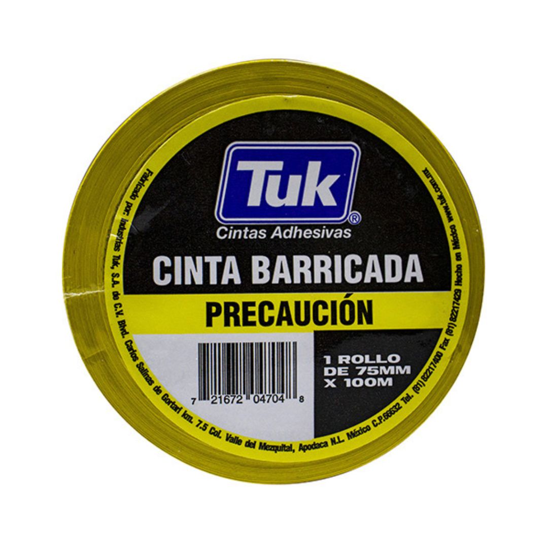 CINTA BARRICADA 520 PRECAUCION TUK 352000 COLOR AMARILLA DE 75 MM X 100 M