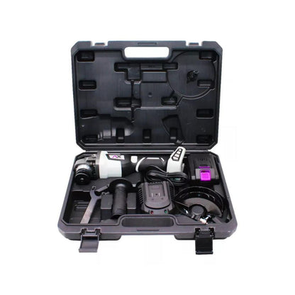 MINI ESMERILADORA AXTECH ES115B INALAMBRICA DE 4 1/2", CON 20V Y 4 AMPERES INCLUYE 1 BATERIA Y CARGADOR