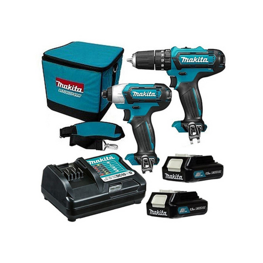 COMBO ROTOMARTILLO MAKITA CLX228 DE 3/8" MAS DESTORNILLADOR DE IMPACTO DE 12V MAKITA CON BOLSA Y 2 BATERIAS