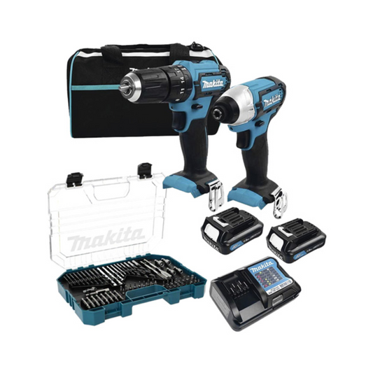 COMBO TALADRO ROTOMARTILLO DESTORNILLADOR DE IMPACTO MAKITA DLX2131SY DE 18V CON 2 BATERIAS DE 1.5AMP MAS ESTUCHE DE 75 ACCESORIOS