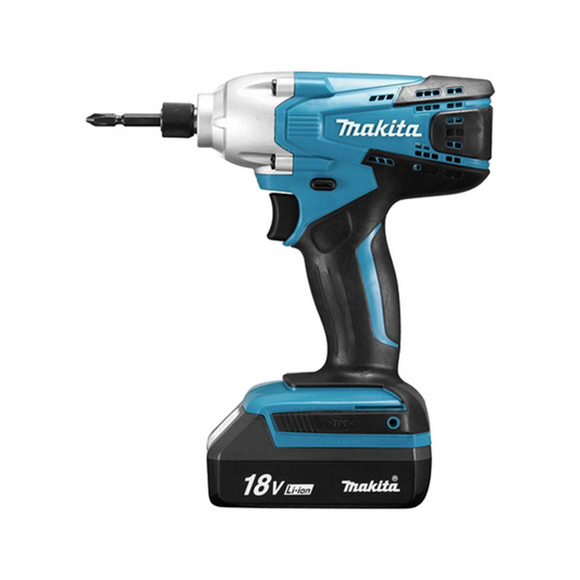 ATORNILLADOR DE IMPACTO INALÁMBRICO MAKITA DT02 DE 18V CON 2 BATERÍAS Y CARGADOR