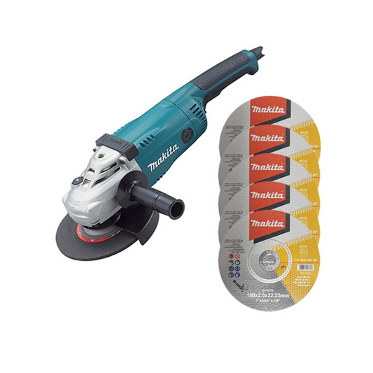 COMBO ESMERILADORA ANGULAR MAKITA GA7020 DE 7” CON 2200W DE POTENCIA INCLUYE 5 DISCOS D-75574