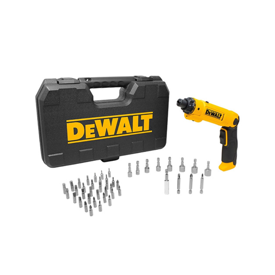 DESATORNILLADOR INALÁMBRICO DEWALT DCF008-B3 DE 8V CON ESTUCHE Y 45 ACCESORIOS