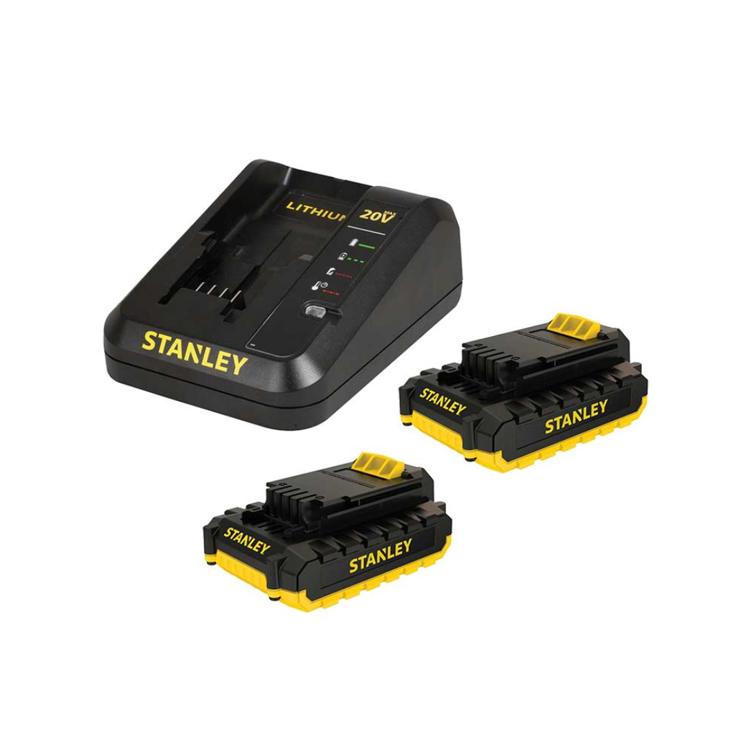 ATORNILLADOR DE IMPACTO INALAMBRICO STANLEY SBI20S2K-B3 DE ¼” CON 20 V SIN CARBONES INCLUYE 2 BATERÍAS Y CARGADOR