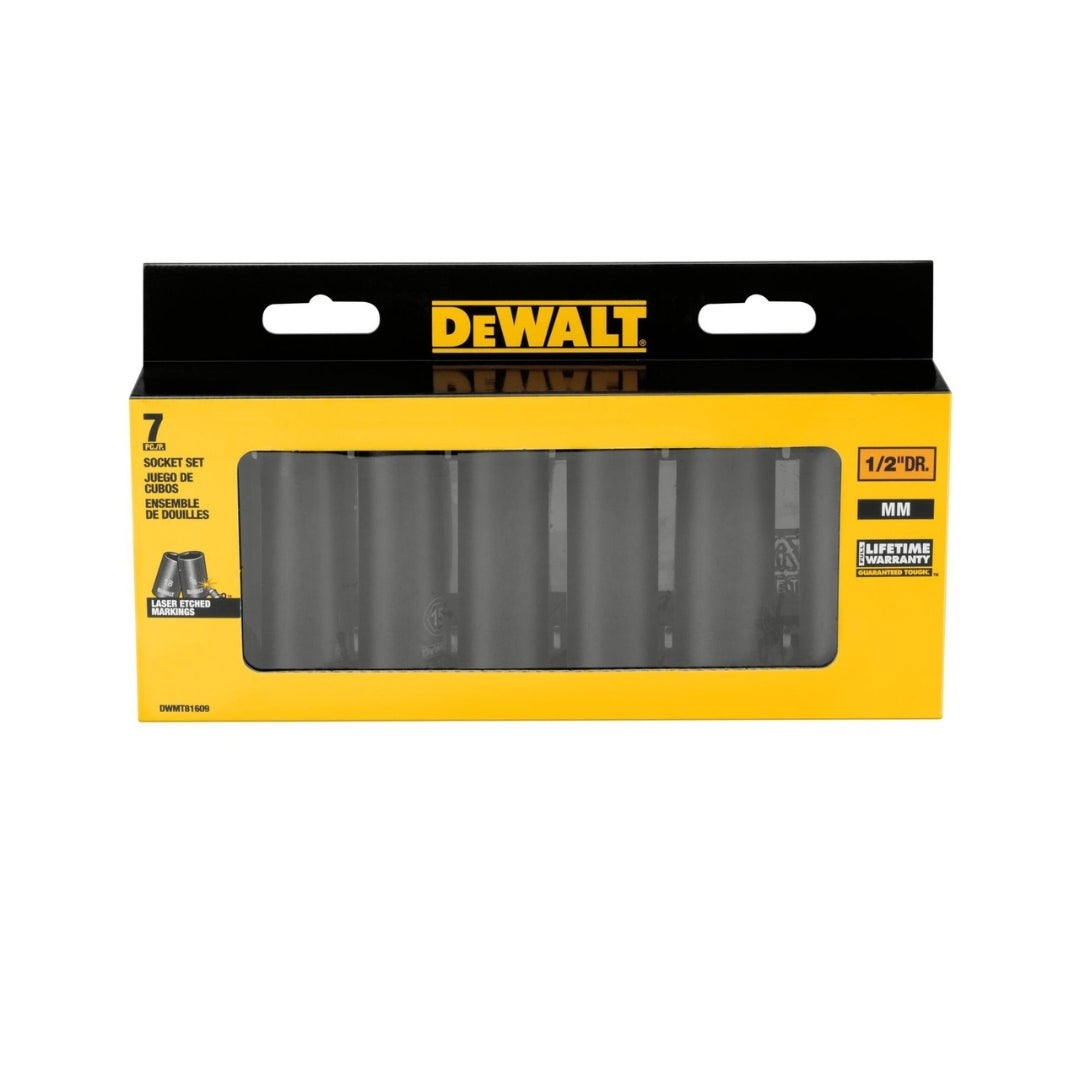 Juego de Dados de Impacto DeWalt 1/2" Milimétricos | 7 Piezas [Negros y Uso Rudo] | DWMT81609
