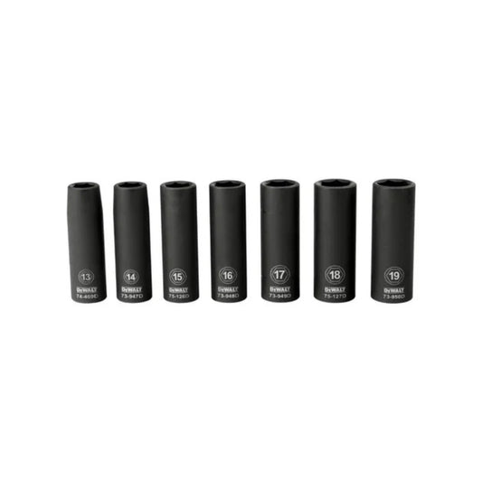 Juego de Dados de Impacto DeWalt 1/2" Milimétricos | 7 Piezas [Negros y Uso Rudo] | DWMT81609