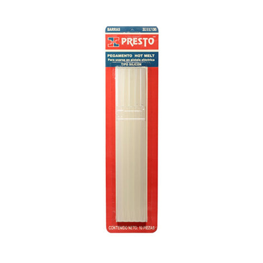 Barras de Silicón Hot Melt Presto 10 Pzas | Para Pistola Eléctrica