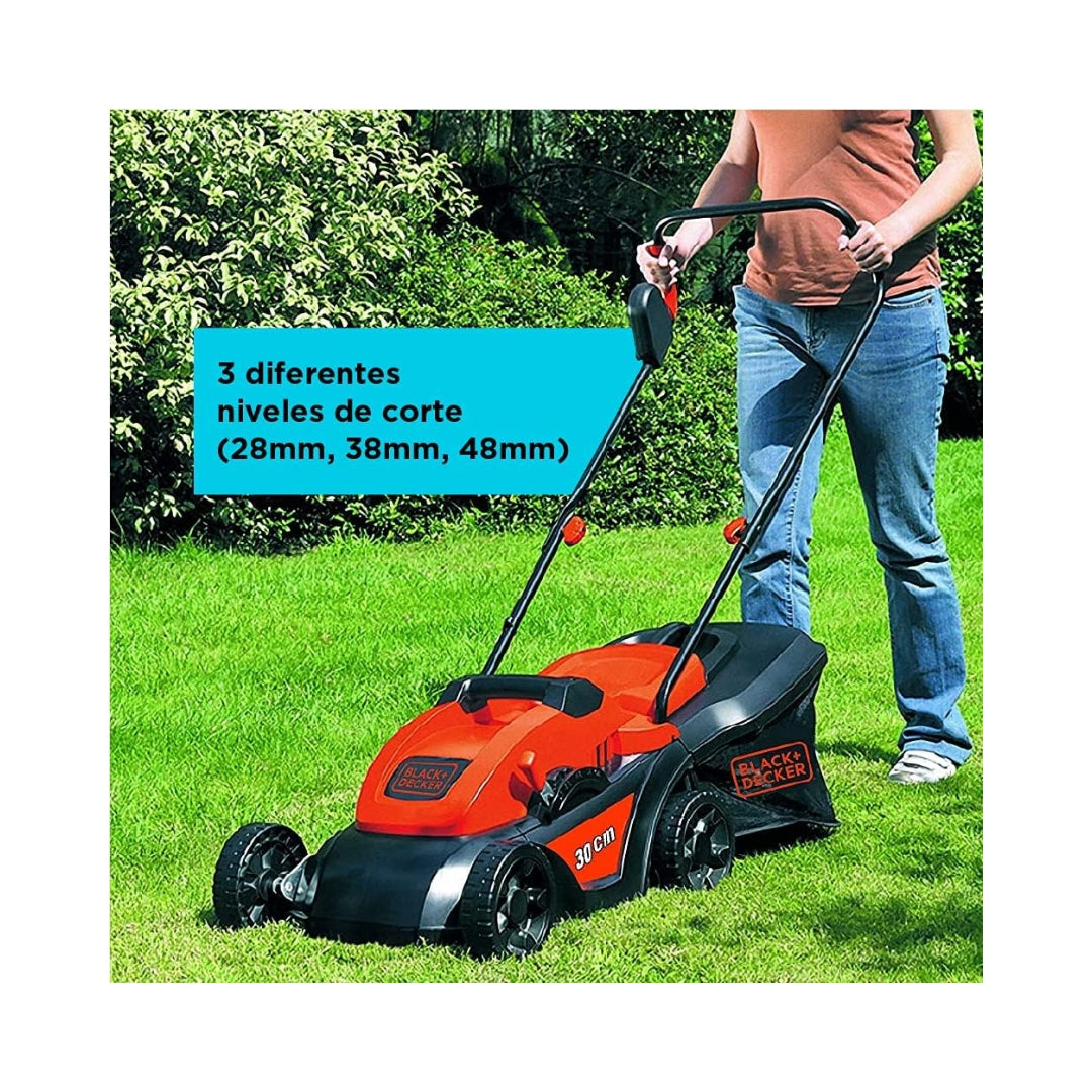 Podadora Eléctrica BLACK+DECKER GR3000-B3 1000W con Bolsa Recolectora de 35L