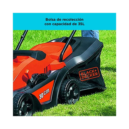 Podadora Eléctrica BLACK+DECKER GR3000-B3 1000W con Bolsa Recolectora de 35L