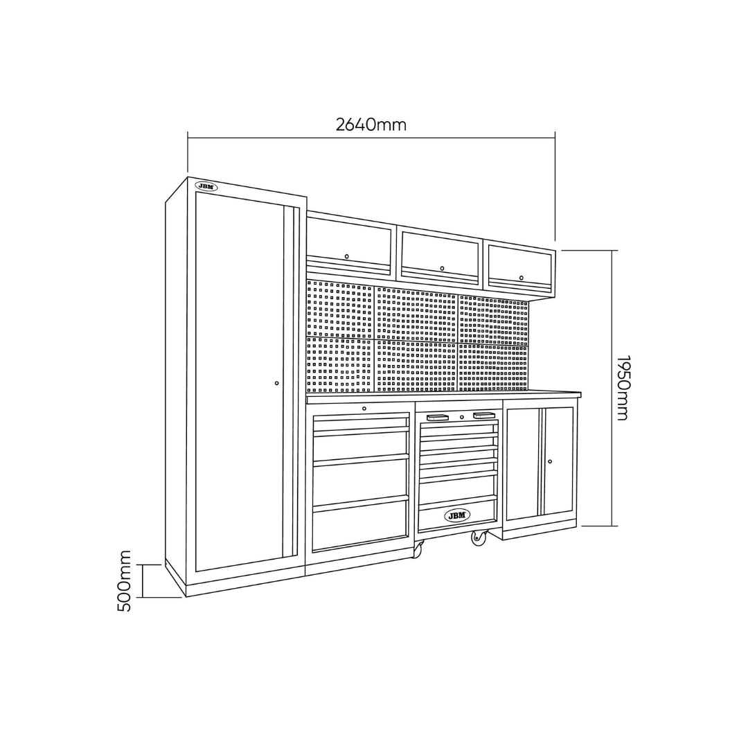 CONJUNTO DE MUEBLES MODULARES 18 PIEZAS + SET DE 4 MÓDULOS EVA CARBONO JBM SERIE446