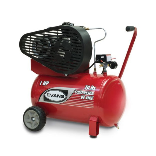 Compresor de Aire Portátil EVANS E055ME100-070 – 1 HP, 70 L, 1 Etapa, 125 PSI