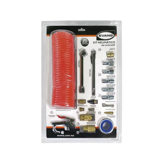 Kit de Accesorios para Compresor EVANS AN-KCRC20P de 20 Piezas – Versatilidad y Funcionalidad para tus Herramientas Neumáticas