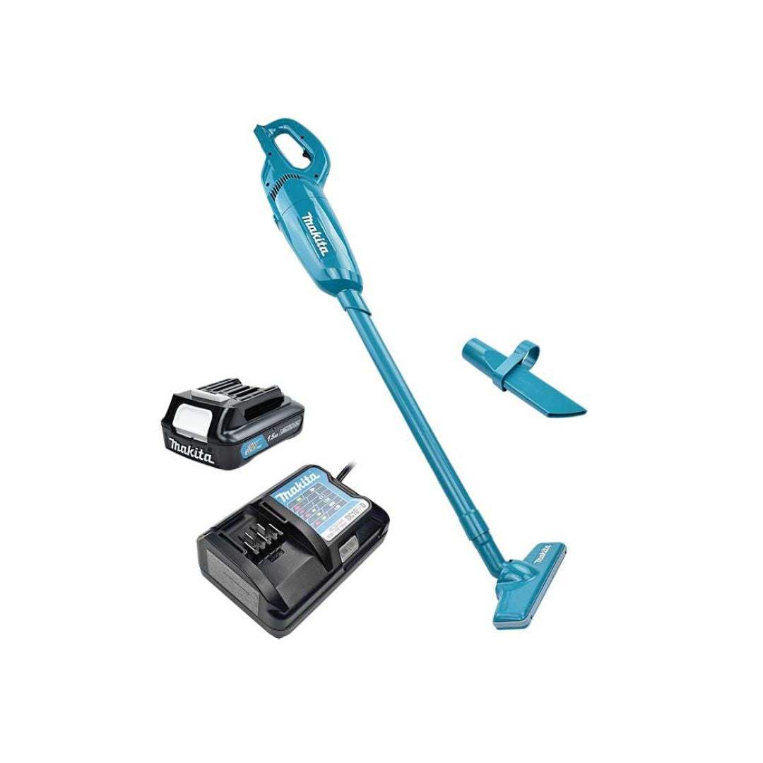 ASPIRADORA INALAMBRICA MAKITA CL108FDWY AZUL DE 12V CON 3 VELOCIDADES, 1 BATERIA Y CARGADOR CON BOQUILLAS