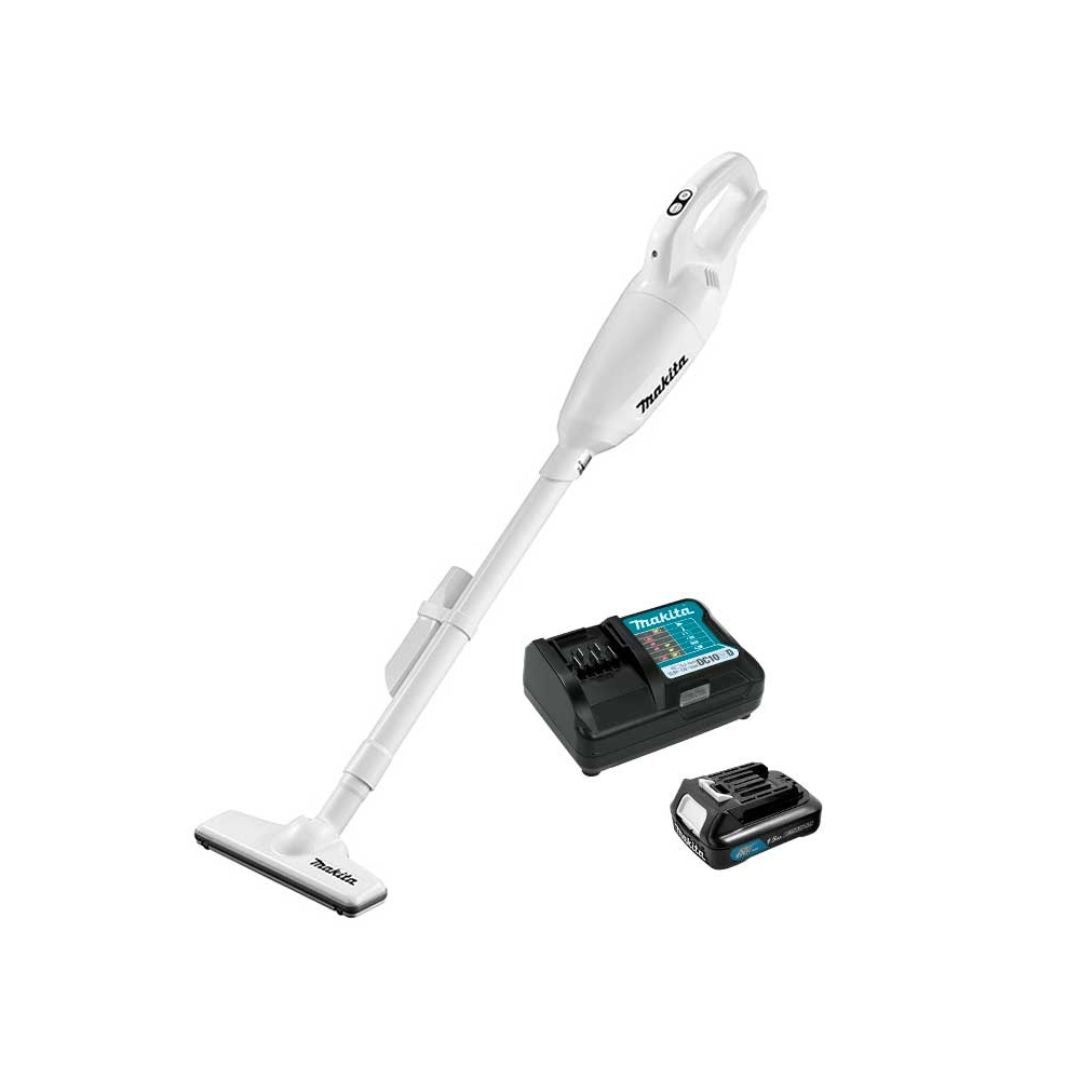 ASPIRADORA INALAMBRICA MAKITA CL108FDWYW BLANCA DE 12V CON 3 VELOCIDADES, 1 BATERÍA Y CARGADOR CON BOQUILLA