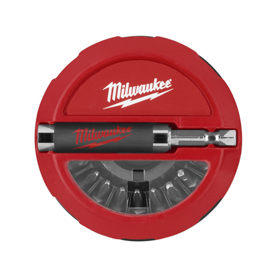 JUEGO DE ADAPTADOR PARA PUNTAS MILWAUKEE 48-32-1700 CON ESTUCHE DE PUNTAS PHILLIPS, TORX, CUADRADAS DE 2O PIEZAS