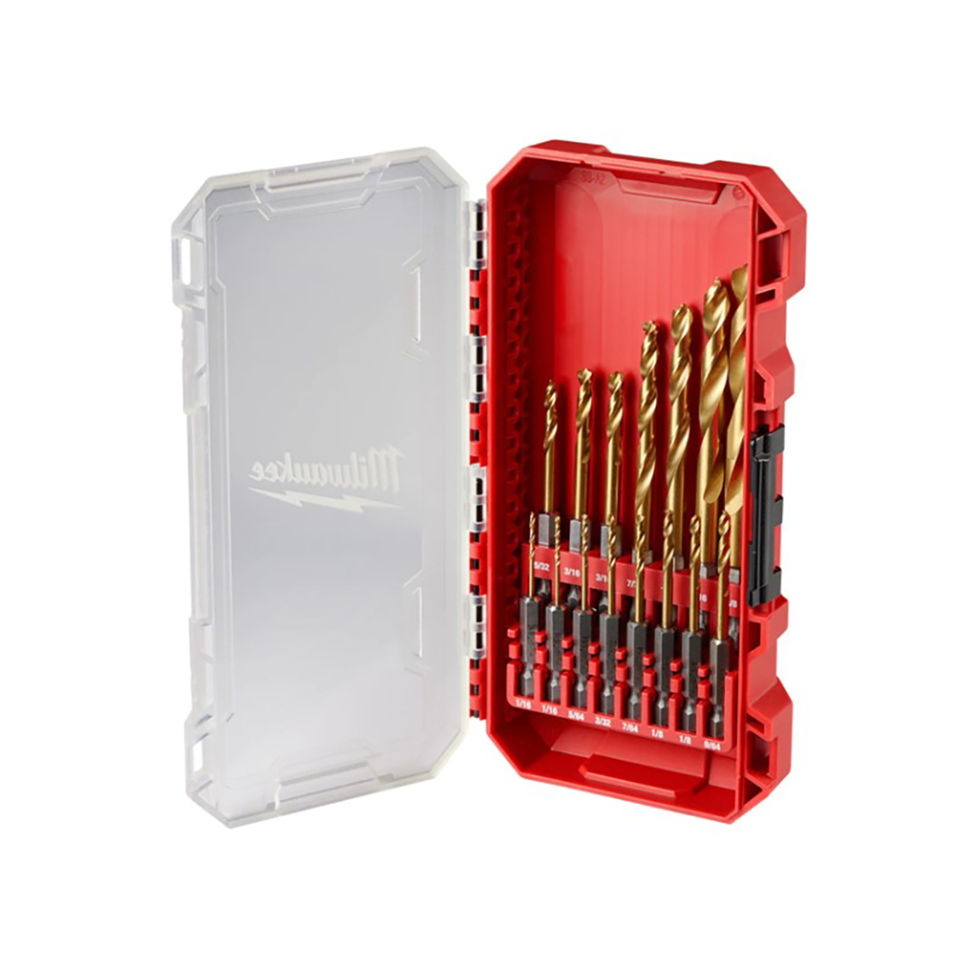 JUEGO DE BROCAS SHOCKWAVE RED HELIX MILWAUKEE 48-89-4670 DE TITANIO CON ESTUCHE, CONTIENE 15 PIEZAS