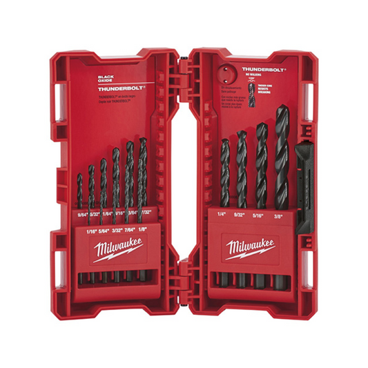 JUEGO DE BROCAS THUNDERBOLT MILWAUKEE 48-89-2803 DE 15 PZAS DE 1/16" A 9/64" CON ESTUCHE USO RUDO