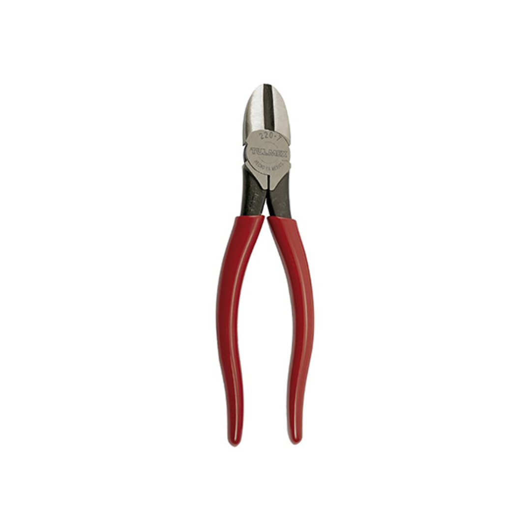 PINZA DE CORTE DIAGONAL TULMEX USO PESADO 7 MANGO ROJO BLISTER