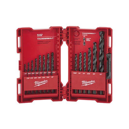 JUEGO DE BROCAS THUNDERBOLT MILWAUKEE 48-89-2801 DE 21 PIEZAS DE 1/16" A 1/2" CON ESTUCHE USO RUDO