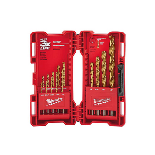 JUEGO DE BROCAS THUNDERBOLT MILWAUKEE 48-89-0011 DE TITANIO CON 14 PIEZAS